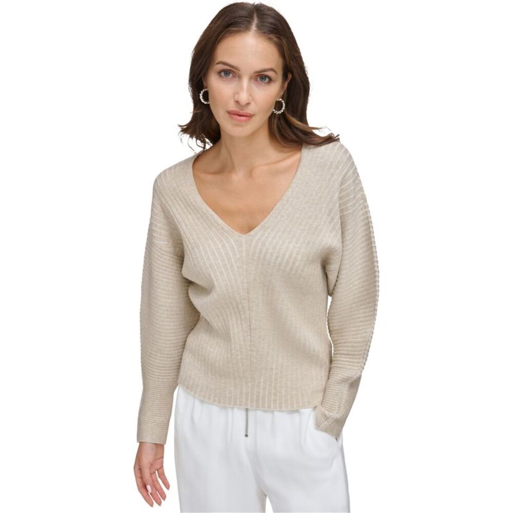 DKNY Womens Dolman Sleeve V Neck Pullover Sweater, NWT